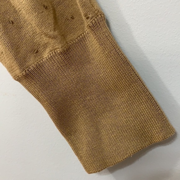 Talbots | NWT Tan Brown Silk Cotton Lightweight Beaded V-Neck Pullover Sweater S - Picture 5 of 17